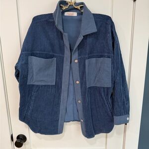 Corduroy Button-Up Jacket - Blue